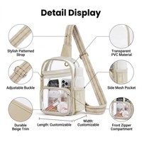 Bolso Bandolera Transparente de PVC Personalizado, Aprobado para Estadios, con Cierre Seguro para Conciertos y Vendedores