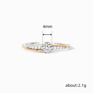 Anello Q954 in Oro Rosa con Diamante, Taglio Brillante Rotondo, Colore G Naturale, Pietre Laterali, Gioiello da Matrimonio per Donna - Product Image 5