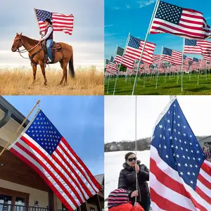 ध्वज उच्च गुणवत्ता वाले कढ़ाई पैचवर्क ध्वज अमेरिकी भारी ऑक्सफोर्ड कपड़े के सितारे जंग-प्रूफ पीतल केबल 3x5फीट अमेरिका कढ़ाई fl