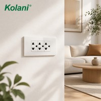 Prise murale modulaire horizontale OEM personnalisée, norme thaïlandaise, 3 prises mini 3 broches, 16A 250V, panneau PC blanc pour projets de condos en Thaïlande