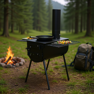 Poêle à bois portable en acier allié de 118 pouces, foyer extérieur pour le camping avec cheminée, pour cuisiner et chauffer - Product Image 2