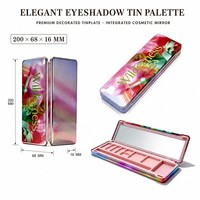 Boîte en fer blanc rectangulaire mince décorée sur mesure OEM ODM pour palette de fards à paupières, avec miroir, vente en gros d'usine