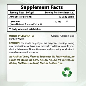 Integratore di Licopene OEM/ODM <span class=keywords><strong>10</strong></span> mg, Supporto Antiossidante per la Salute della Prostata, Supplemento di Licopene per Uomini con Olio di Zucca, 60 Capsule Morbide - Product Image 2