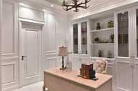 Bibliothèque de luxe en bois massif, meuble de bureau à domicile sur mesure, grande étagère modulaire pour villa, armoire de rangement avec porte vitrée, vitrine