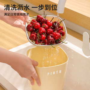 Pintu Dual Layer Fruit Washer Drainer <b>Basket</b> With Lid For Kitchen <b>Sink</b> Countertop Use - Product Image 2