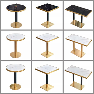 Modern Design Restaurant Quartz Marble Slab Gold Cafe Restaurant Table And Chairs Set