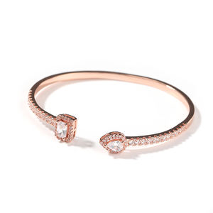 Vendita calda braccialetti di Design da donna classico stile semplice braccialetti gioielli da donna in ottone zircone diamante bracciale aperto prezzo all'ingrosso - Product Image 2