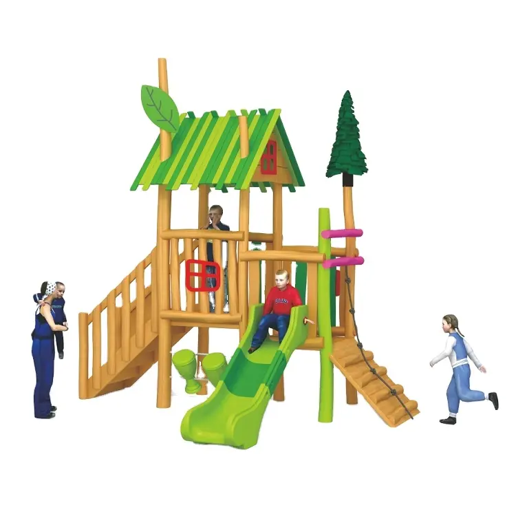 Hot sale kids wooden outdoor playground equipment with slide children playground for sale