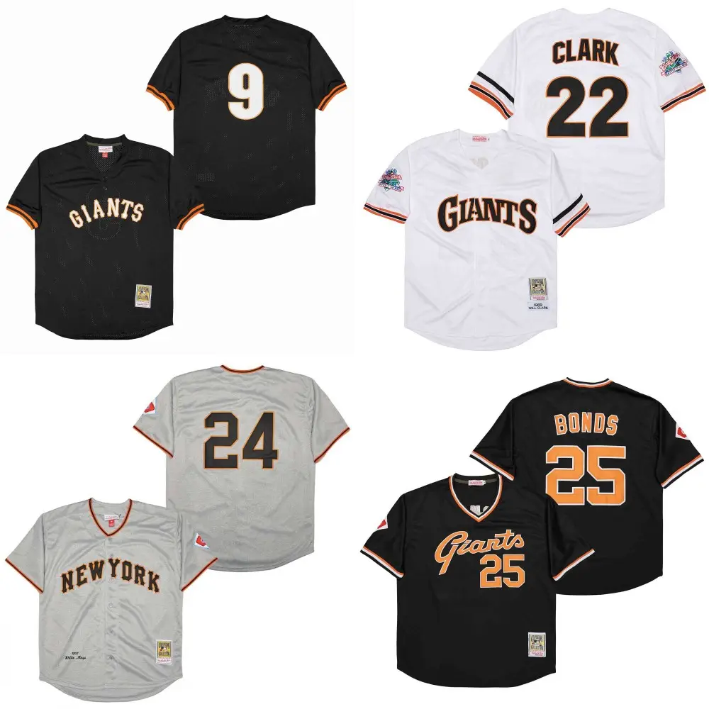 San Francisco 9 Matt Williams 22 Williams da uomo Clark 24 Willie Mays 25 Barry bond maglia da Baseball S-3XL cucita