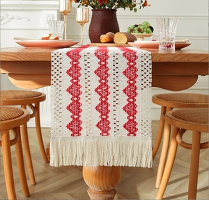 Yongho phong cách Châu Âu Mỹ Cotton Linen handmade sọc bảng cờ tua Khăn trải bàn cho bàn ăn nhà hàng khách sạn - Product Image 6