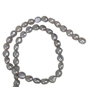 Perles d'eau douce naturelles grises claires de 8-9 mm, semi-finies, à deux faces, accessoires de bijoux, bricolage, collier fait main, perles blanches en vrac - Product Image 5