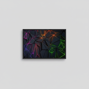 Modern Printed Canvas Art: Neon Geometric Wall Decor,<b>BLACK</b> <b>FRAMED</b> CANVAS - Product Image 2