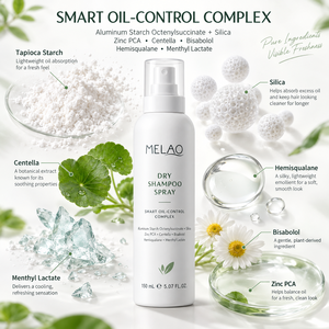 Spray Shampooing Sec ODM Contrôle Sébum, Absorption d'Huile à la Silice et Amidon, Volumisant, Rafraîchissant, Léger pour Salon et Usage Domestique - Product Image 3