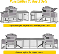 Poulailler moderne personnalisable de 80 pouces Cage à volaille en bois d'extérieur avec roues Nichoir Run Solid Pattern Mobile Hen House