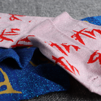 Chaussettes brillantes en coton personnalisées avec logo réfléchissant, populaires et best-sellers, pour hommes et femmes