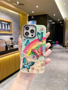 Cover per <span class=keywords><strong>iPhone</strong></span> 14 <span class=keywords><strong>13</strong></span> 12 11 <span class=keywords><strong>Pro</strong></span> Max con Fiori Arcobaleno in Stile Pittura a Olio Retrò, <span class=keywords><strong>Protezione</strong></span> Fotocamera in Metallo - Product Image 5