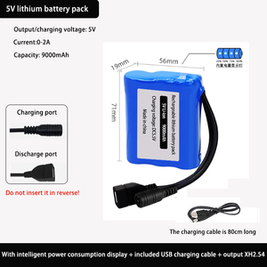 مجموعة بطارية 5 فولت mAh قابلة لإعادة الشحن لمروحة USB ، جهاز توجيه 4G ، جهاز اردوينو MCU وجهاز IoT مزود طاقة - Product Image 2