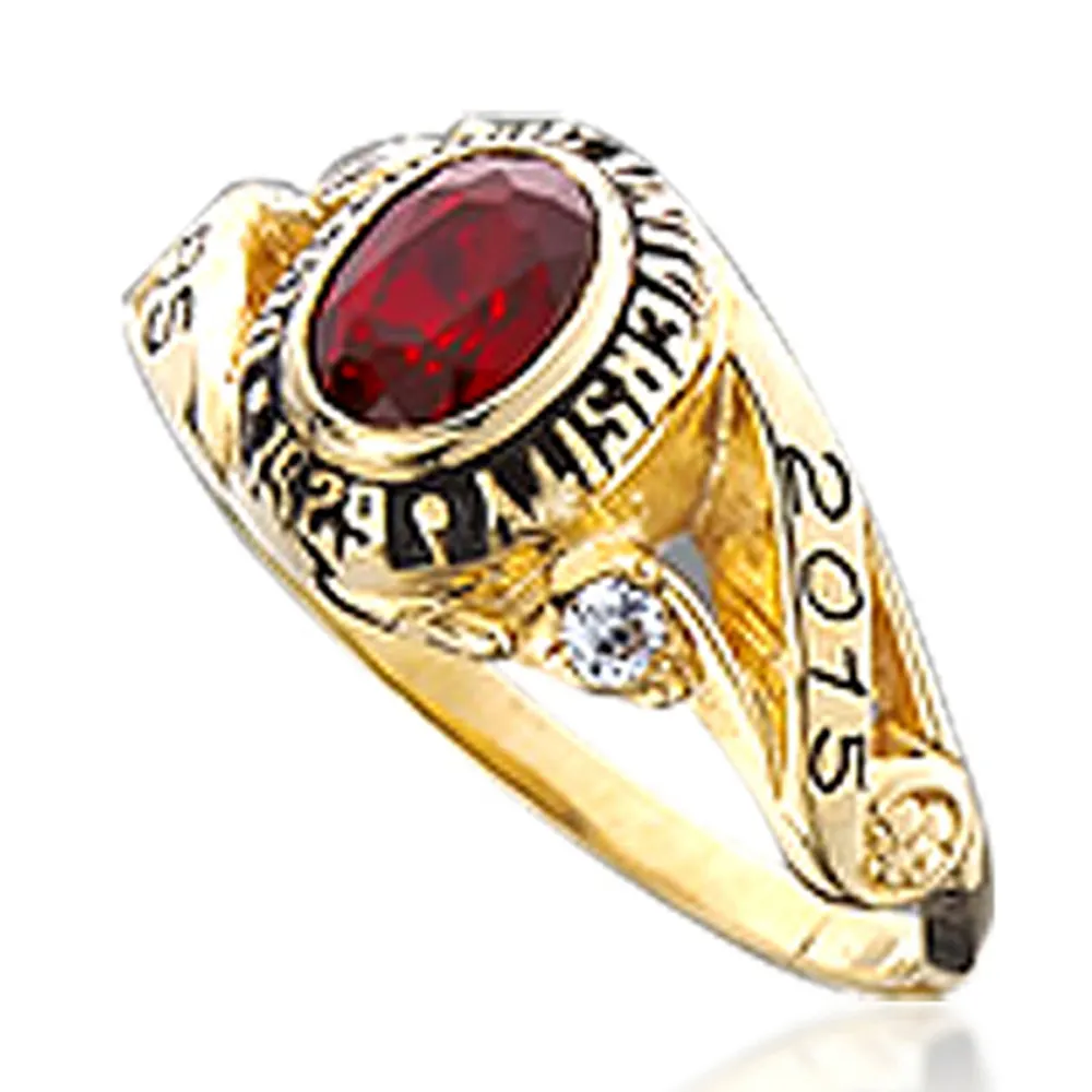 Batu Permata Merah Wisuda 18K Cincin Batu Tunggal Perak 925 Lapis Emas