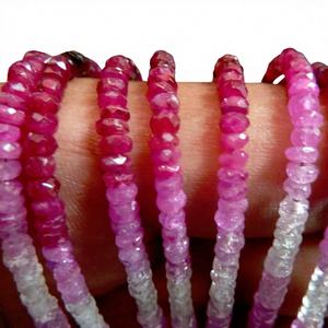 Cuentas de Piedra Roja Sombreada Tipo Rondelle - Certificadas por Terceros para la Fabricación de Joyas - Product Image 1