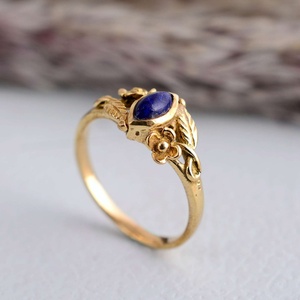 Bague vintage en argent 925 avec lapis-lazuli, signification spirituelle, cristal de promesse pour femmes, source d'usine pour mariage et fête - Product Image 4