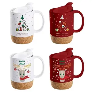 MG082 Weihnachts geschenke Keramik becher Weihnachts baum Tasse Tee Porzellan Luxus Kaffee Weihnachts becher mit Spiegel abdeckung