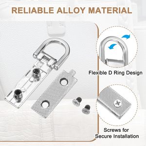 Boucle de fixation latérale pour sac, fermoirs métalliques pour suspension de sac à main, connecteur de chaîne de sac à main avec anneau en D - Product Image 3