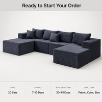 UJOY LM113 Modernes Modulares Ecksofa 335x170cm Schaumstoffgefülltes Breitrippiges Cord L-förmiges Sofa OEM Wohnzimmermöbel