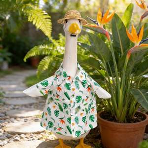 Clothes <b>Summer</b> Hawaiian Shirt Outfit for 23In Cement Goose Statue Beach Outdoor Patio Yard Lawn Art <b>Decoration</b> - Product Image 2