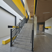 Système de garde-corps en acier moderne, écologique, résistant à la rouille, facile à assembler, cadre métallique thermolaqué, escaliers modélisés en 3D