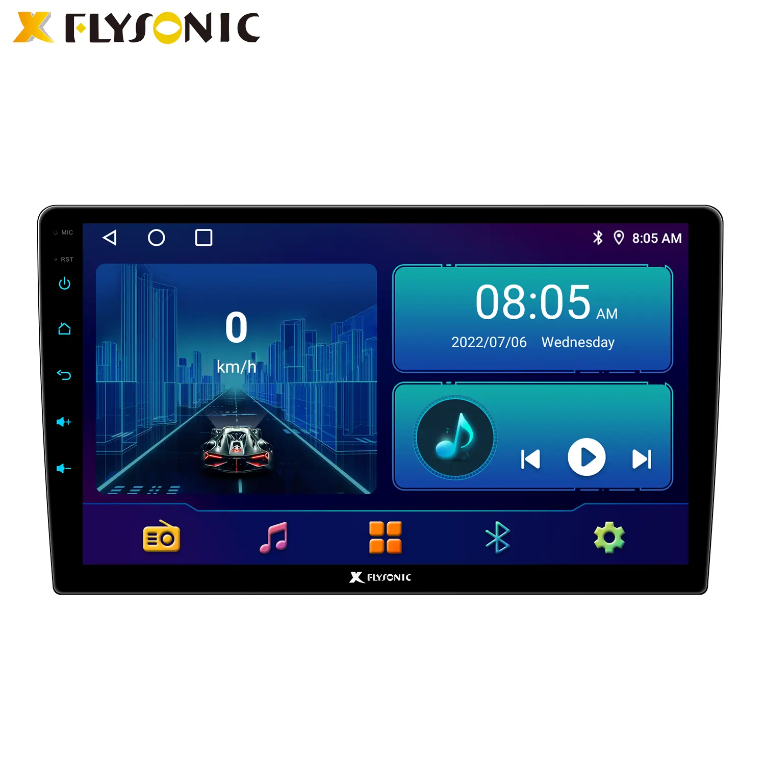 Flysonic-sistema Android 9 pulgadas, Bt, Wifi, GPS, con pantalla táctil completa, sistemas de coche