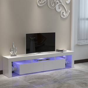 Gmart Modern High Gloss Wooden Tv Stand Tea Table Tv Cabinet Console Set With Led Light And Storage Drawers