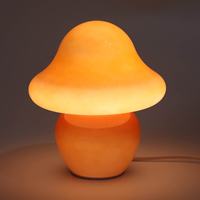 Lampe de table en verre orange en forme de champignon, lumière LED 3 couleurs, lampe de chevet moderne