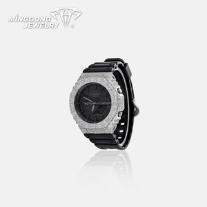 Reloj Minggong Mixed Cross Iced Moissanite Case CCSW020M-MC con bisel con incrustaciones de moissanita VVS, joyería clásica de plata 925, 25g, 44.4x49.3mm - Product Image 2