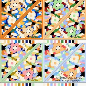 Sciarpa triangolare multifunzionale 60x135 cm con stampa floreale e protezione solare - Product Image 2