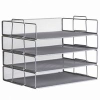 Desktop Letter Tray File Organizer Sorter Desk Document Organizer Shelf Tray Magazine Holder 4 Tier Stackable Heavy Duty Metal