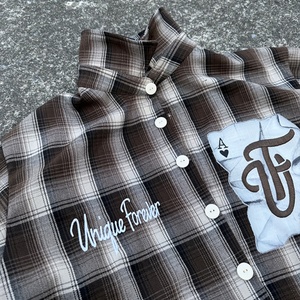 Clothing Custom Casual Cotton Plaid <b>Shirt</b> <b>Waffle</b> Knit Double Layer Long Sleeve Plus Size Long Sleeve Designer <b>Shirts</b> for Men - Product Image 2