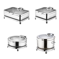 Ensemble de chauffe-plats de luxe en acier inoxydable SUS 304, réchaud hydraulique, cuisinière à induction alimentaire avec plaque chauffante pour la restauration