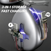 Kabel Pengisi Daya 3 in 1 Berbentuk Tetesan Air 1.2m 3A Pengisian Cepat USB 2.0 Transfer Data Tipe C Mikro Portabel