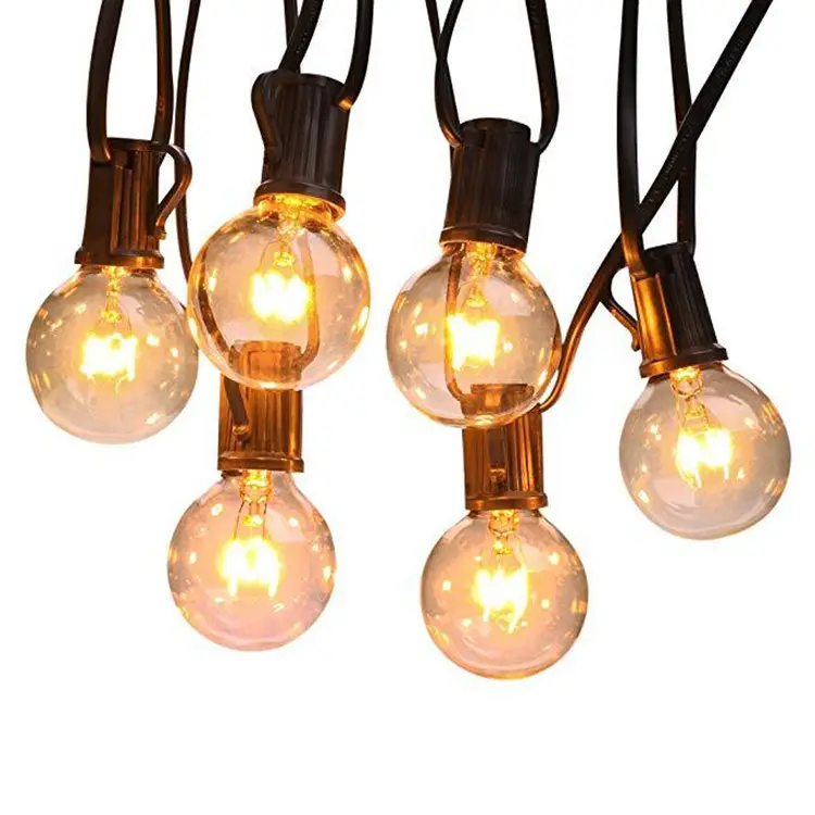 Outdoor Christmas Garland G40 Bulbs Globe Lights Dimmable Remote Control For Garden Wedding Decoration Solar LED String Light