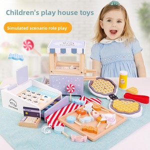 Muwantu Nuevo Estilo Carrito de Venta de Palomitas de Maíz de Madera para Niños, <span class=keywords><strong>Juguete</strong></span> de Simulación, Set de Dulces, Bloques de Construcción, <span class=keywords><strong>Caja</strong></span> <span class=keywords><strong>Registradora</strong></span> de Simulación - Product Image 2