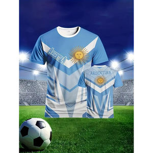 Camisetas de fútbol con patrones argentinos Logotipo personalizado Uniforme de bola de hombre digital Moda Verano Impreso Camiseta corta - Product Image 1