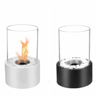 Lampe de table moderne en acier inoxydable pour extérieur, portable, avec verre trempé, pour cheminée à alcool, chauffage intérieur, lumières créatives