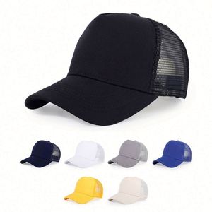Casquettes de baseball en polyester et coton à 5 panneaux avec logo brodé personnalisé en gros - Product Image 1