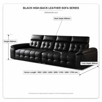 Canapé trois places en cuir véritable, style minimaliste italien, haut de gamme, élégant, luxe léger, nouveau modèle 2026, mobilier de salon, hôtel, centre commercial, fabrication sur mesure Foshan