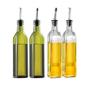 GreenOlive Set Beccucci Versatori In Acciaio Inox Per Bottiglie - Coperchio Ribaltabile Antigoccia Per Olio, Aceto, Liquori E Vino - Accessori Da Bar Eleganti