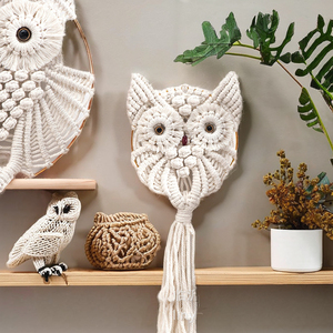 Corde moderne <span class=keywords><strong>en</strong></span> coton tissé à la main hibou <span class=keywords><strong>macramé</strong></span> tenture murale tapisserie Art déco flotteur nature morte motif décor à la maison cadeau - Product Image 6