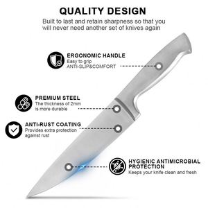 Juego de Cuchillos de Cocina Económico de 5 Piezas, Acero Inoxidable, Juego de Cuchillos Combinados para Pan, Carne, Verduras y Frutas - Product Image 2