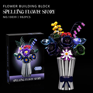 DIY Flower <b>Bouquet</b> Building Block Set with Vase Home Decor Assembly Toy Creative Gift for Adults Kids MJ13034-13119 - Product Image 5