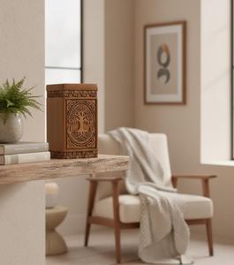 Urna Funeraria de Madera de Lujo Lista para la Venta con Diseño Floral Tallado a Mano, Urna Conmemorativa para Cenizas Humanas - Product Image 4