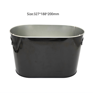 دلو ثلج بيضاوي مجلفن سعة 10 لترات، للمطاعم الخارجية، برميل بيرة حديدي - Product Image 4